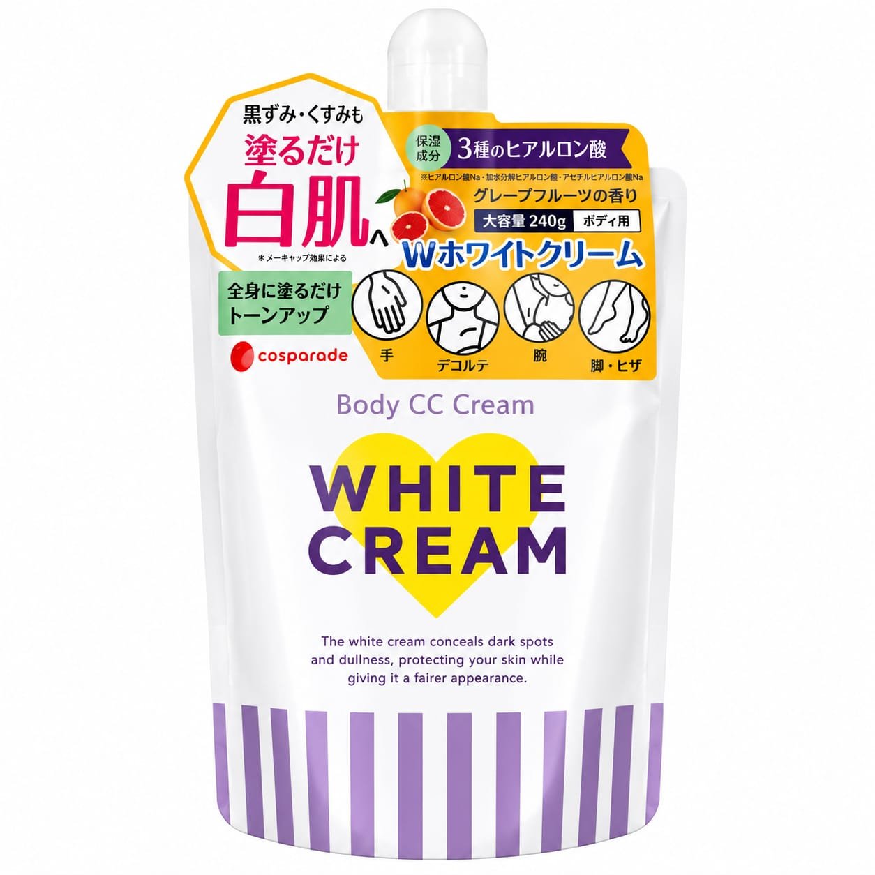 COSPARADE Body CC White Cream 240g Japanese Brightening Body Cream