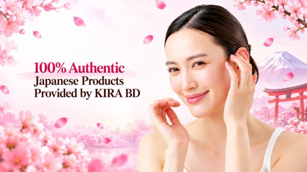 Japanese Skincare and Beauty Products in Bangladesh – KIRA BD skincare banner featuring a woman with healthy glowing skin.